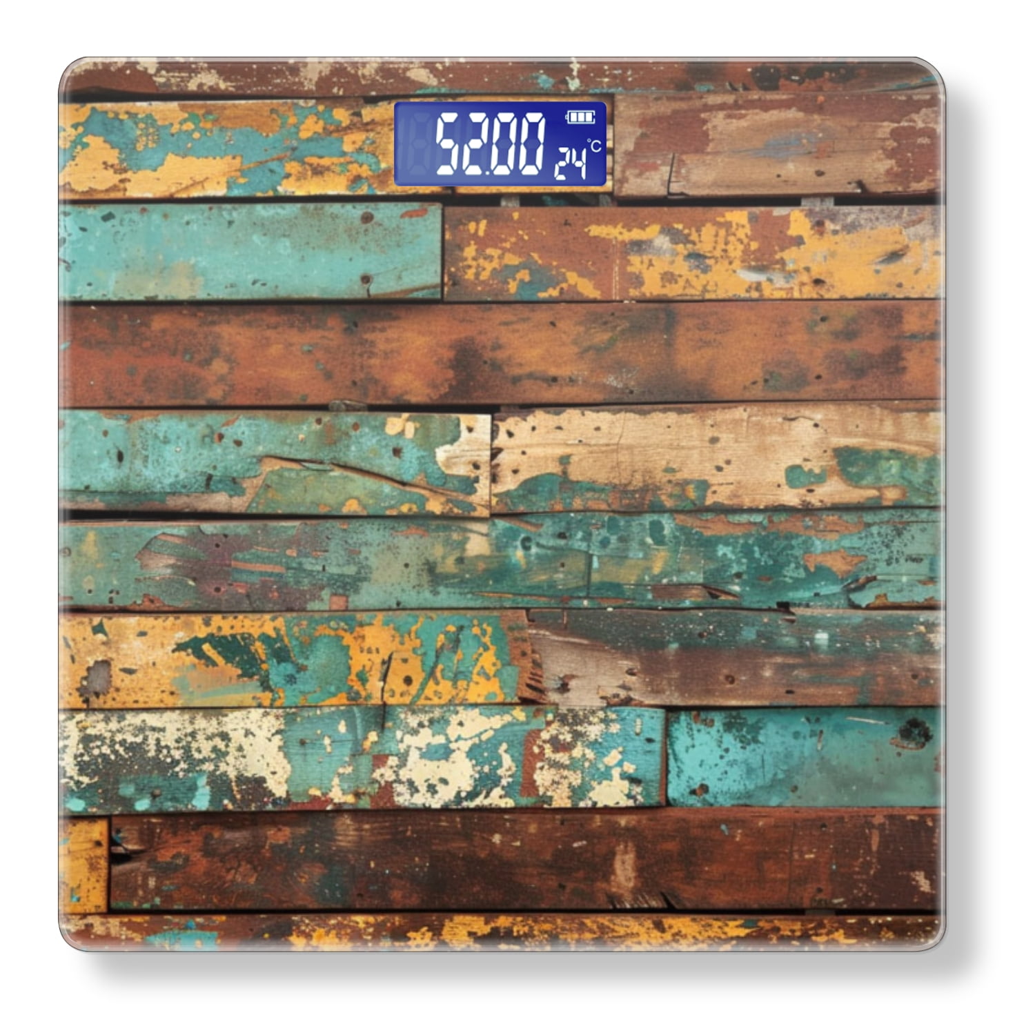 High Precision Body Weight Scale Smart Bathroom Scales with Large LCD Display(400lbs),Decorative for Bedroom-Rustic Wooden Wall With Weathered And Distressed Textures