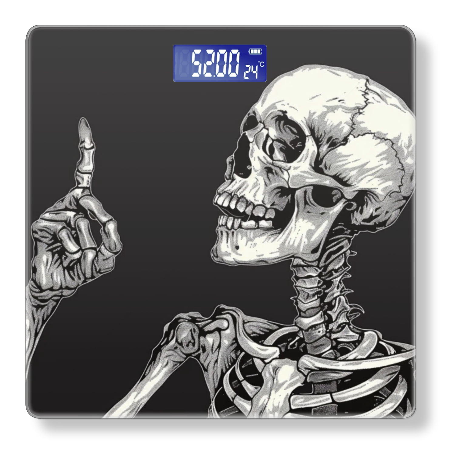 High Precision Body Weight Scale Smart Bathroom Scales with Large LCD Display(400lbs),Decorative for Bedroom-Skeletal Figure Pointing Finger At The Viewer