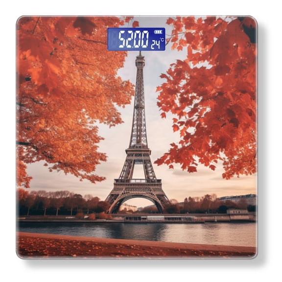 High Precision Body Weight Scale Smart Bathroom Scales with Large LCD Display(400lbs),Decorative for Bedroom-Stunning Autumn Scene Of The Eiffel Tower In Paris