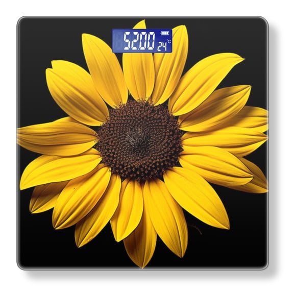 Bathroom Scale, Highly Accurate Digital Body Scale,Precisely Measures Weight up to 400 lbs-Sunflower With Vibrant Yellow Petals And Dark Center