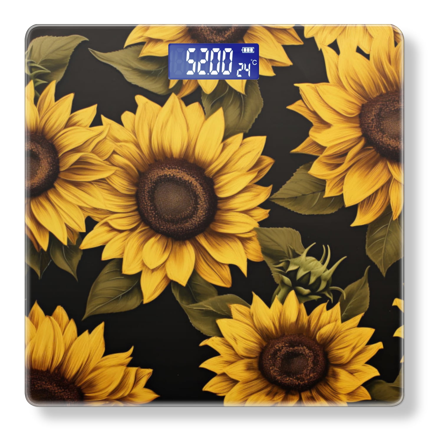 High Precision Body Weight Scale Smart Bathroom Scales with Large LCD Display(400lbs),Decorative for Bedroom-Sunflowers With Vibrant Yellow Petals And Dark Green Leaves
