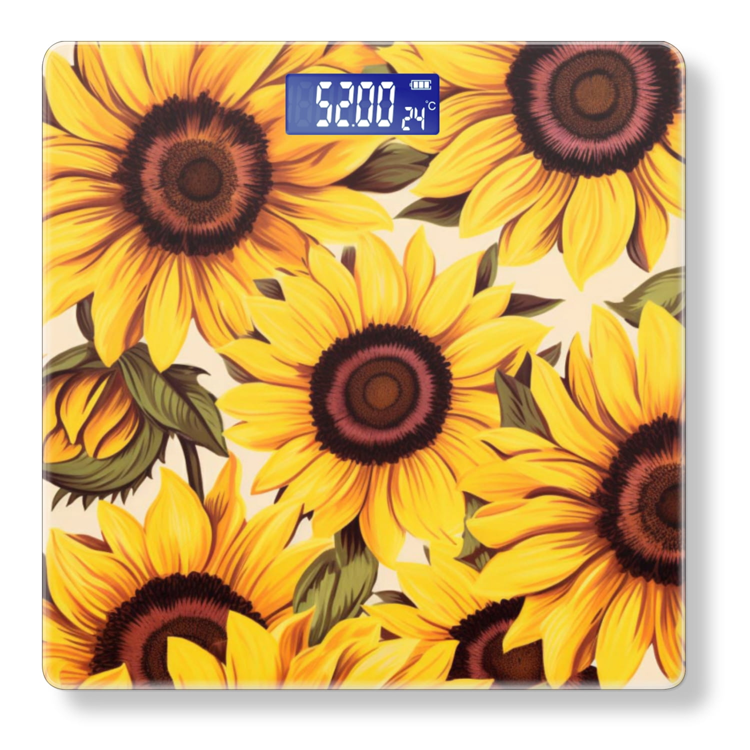 High Precision Body Weight Scale Smart Bathroom Scales with Large LCD Display(400lbs),Decorative for Bedroom-Sunflowers With Vibrant Yellow Petals Radiating Warmth And Joy
