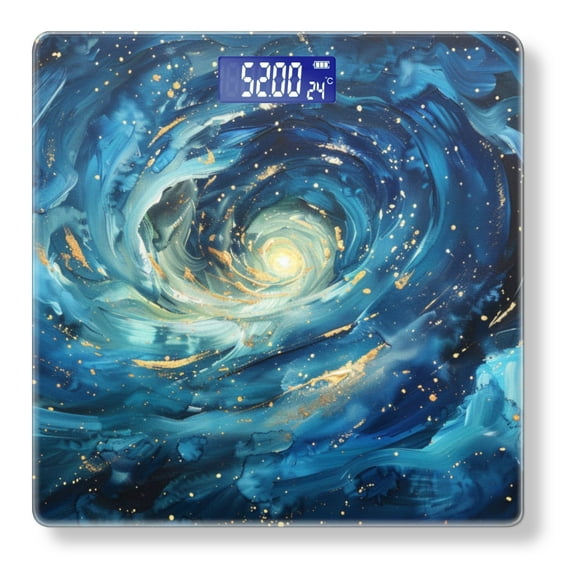 Bathroom Scale, Highly Accurate Digital Body Scale,Precisely Measures Weight up to 400 lbs-Swirling Galaxies With Blue And Gold Colors