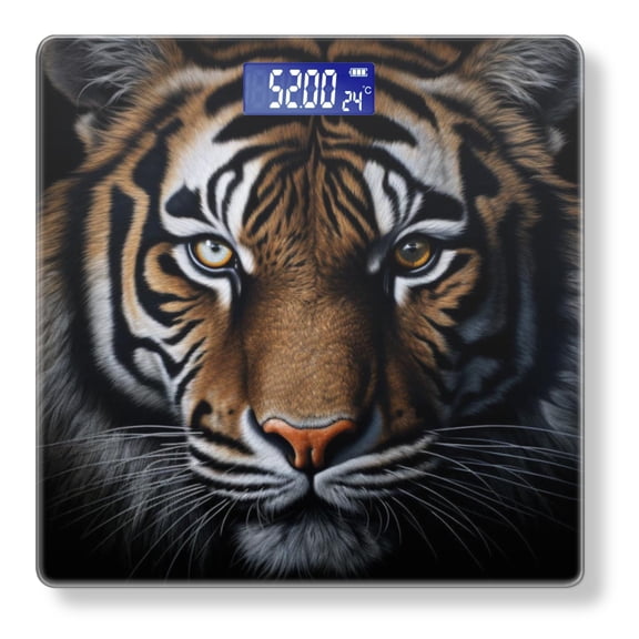 Bathroom Scale, Highly Accurate Digital Body Scale,Precisely Measures Weight up to 400 lbs-Tiger'S Face With Piercing Eyes On Black Background
