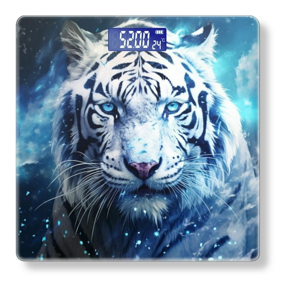 High Precision Body Weight Scale Smart Bathroom Scales with Large LCD Display(400lbs),Decorative for Bedroom-Tiger Vector Graffiti Style Blue Splashes With Angry Expression