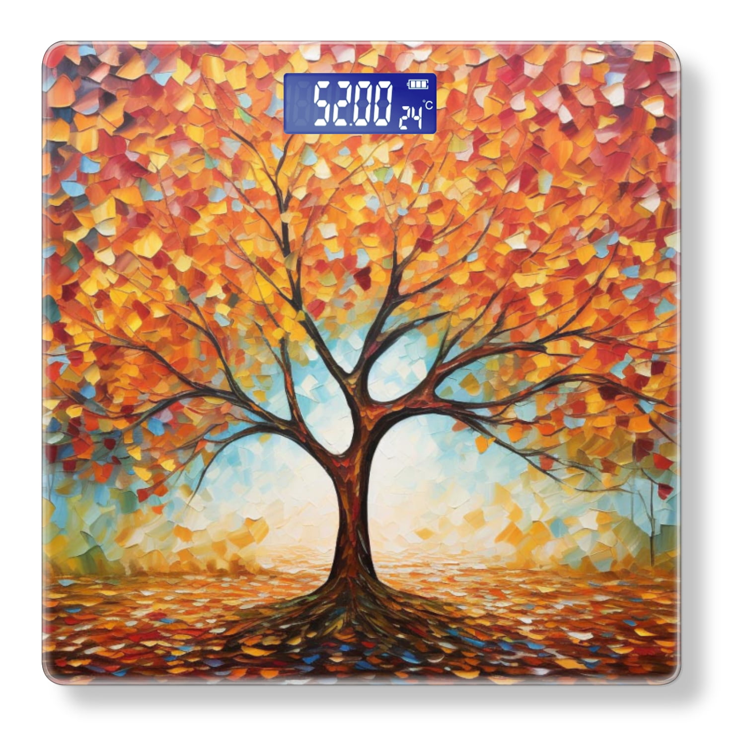 High Precision Body Weight Scale Smart Bathroom Scales with Large LCD Display(400lbs),Decorative for Bedroom-Tree With Colorful Leaves With Detailed Texture Background