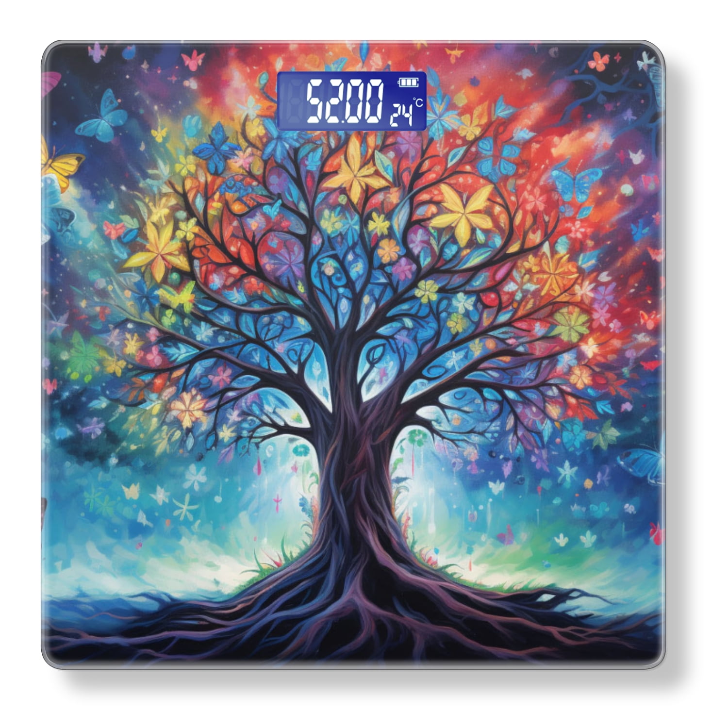 High Precision Body Weight Scale Smart Bathroom Scales with Large LCD Display(400lbs),Decorative for Bedroom-Tree Of Life With Roots That Branch Out Into Various Colors