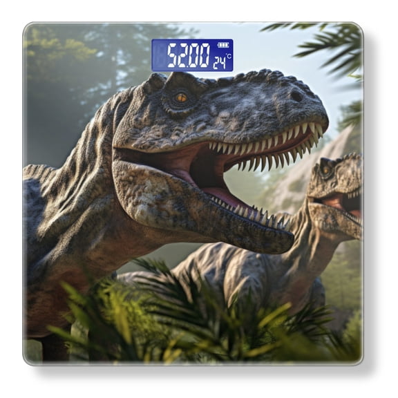 High Precision Body Weight Scale Smart Bathroom Scales with Large LCD Display(400lbs),Decorative for Bedroom-Two Tyrannosaurus Rex Mouths Open And Roaring