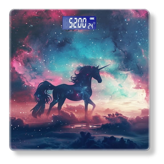 High Precision Body Weight Scale Smart Bathroom Scales with Large LCD Display(400lbs),Decorative for Bedroom-Unicorn Stands In The Sky Surrounded By Stars And Galaxies
