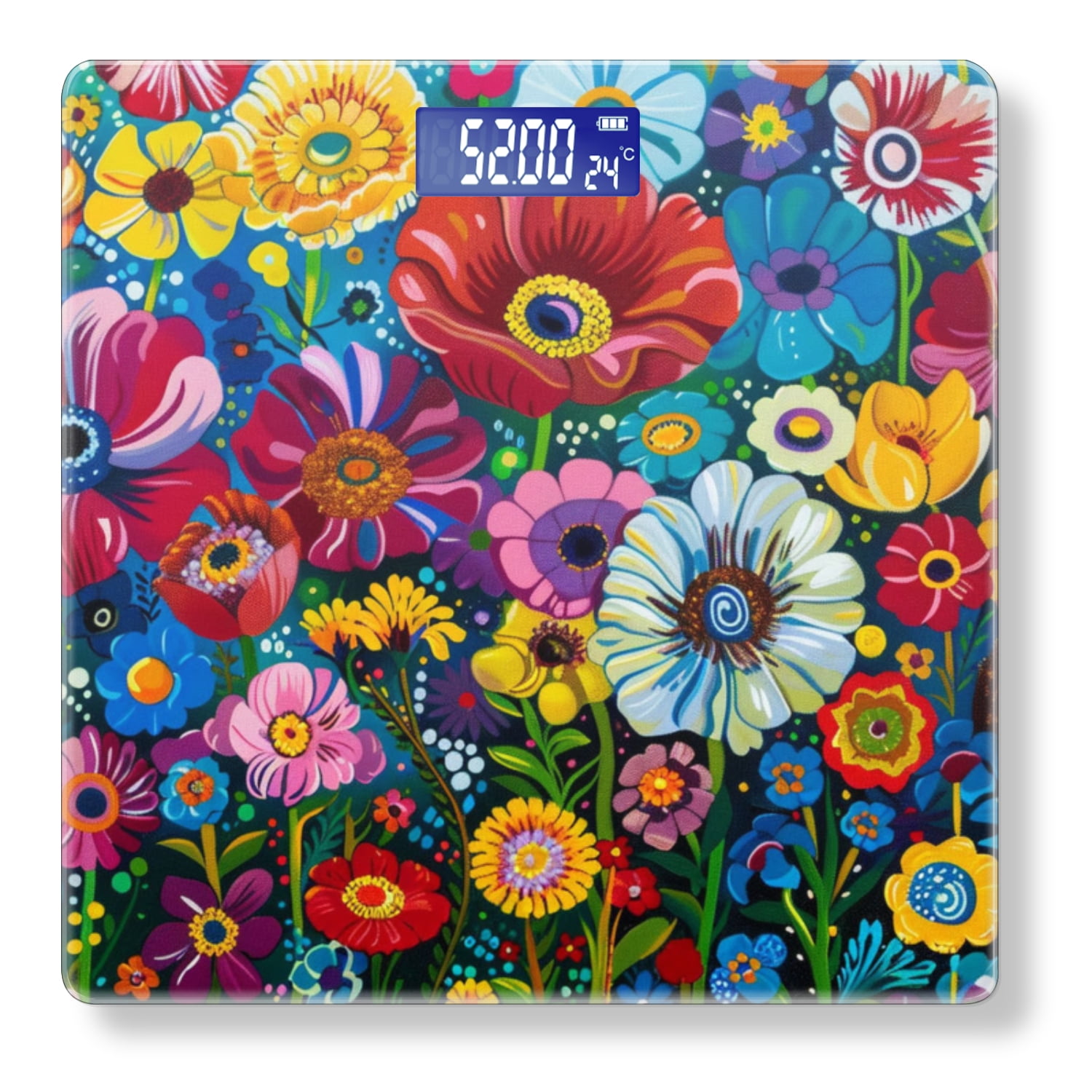 High Precision Body Weight Scale Smart Bathroom Scales with Large LCD Display(400lbs),Decorative for Bedroom-Vibrant And Colorful Floral Garden Filled With Blooming Flowers