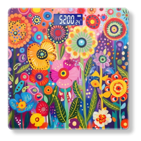 High Precision Body Weight Scale Smart Bathroom Scales with Large LCD Display(400lbs),Decorative for Bedroom-Vibrant And Colorful Garden Filled With Blooming Flowers