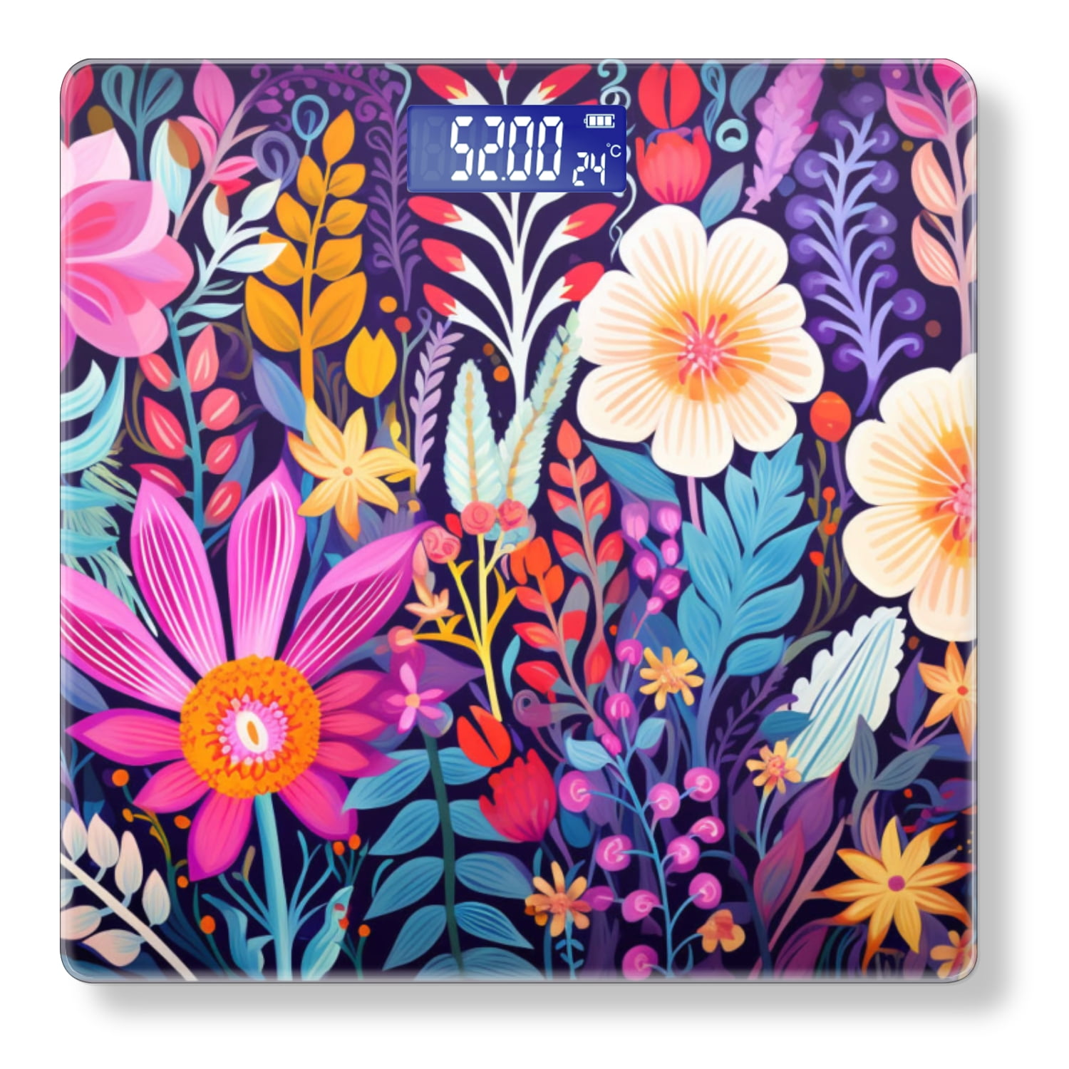 High Precision Body Weight Scale Smart Bathroom Scales with Large LCD Display(400lbs),Decorative for Bedroom-Vibrant And Colorful Illustration Of Enchanted Garden