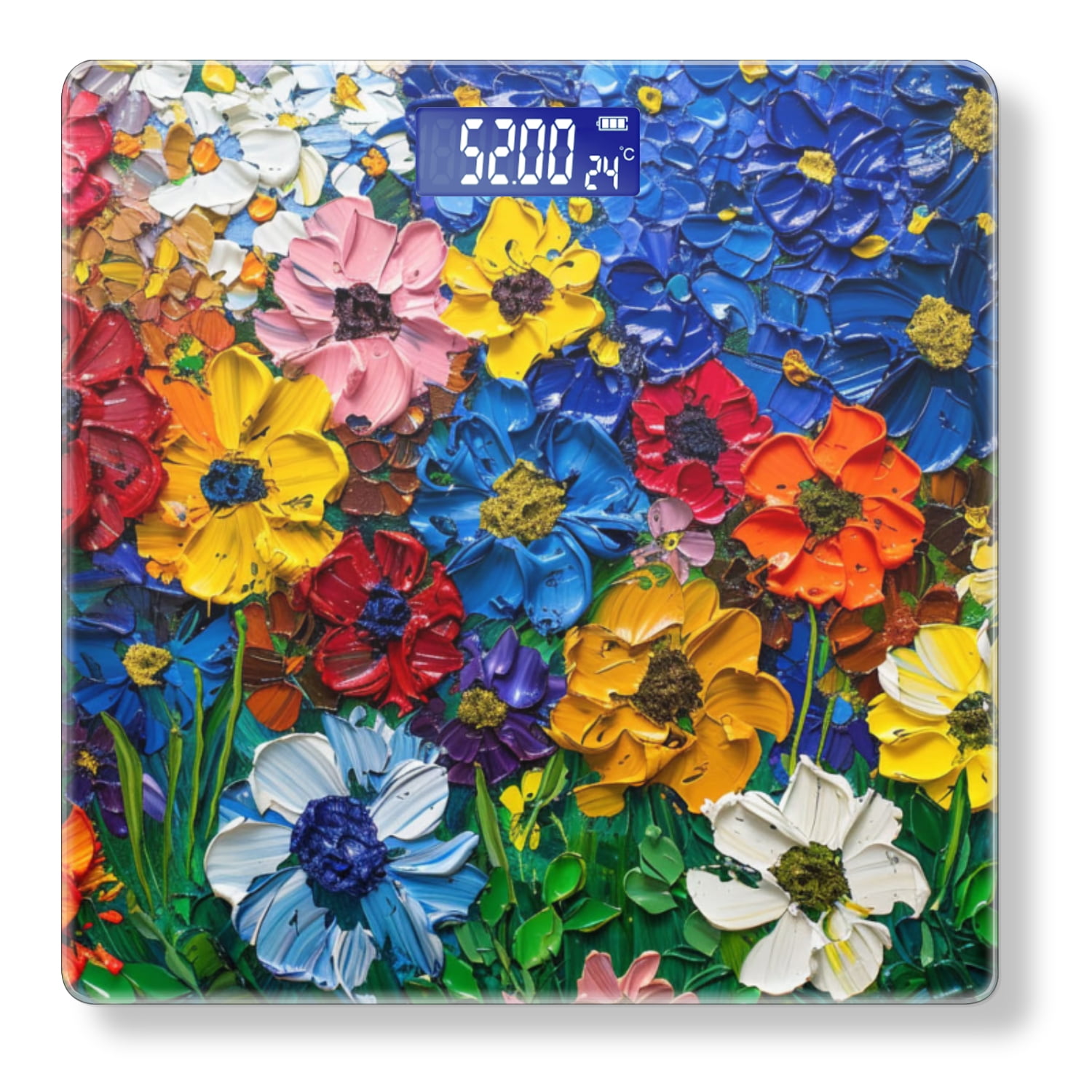 High Precision Body Weight Scale Smart Bathroom Scales with Large LCD Display(400lbs),Decorative for Bedroom-Vibrant Painting Of Wildflowers Each Flower With Own Unique Color