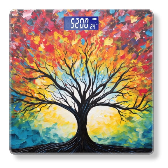 High Precision Body Weight Scale Smart Bathroom Scales with Large LCD Display(400lbs),Decorative for Bedroom-Vibrant Tree Of Life With Branches Reaching Out To The Sky
