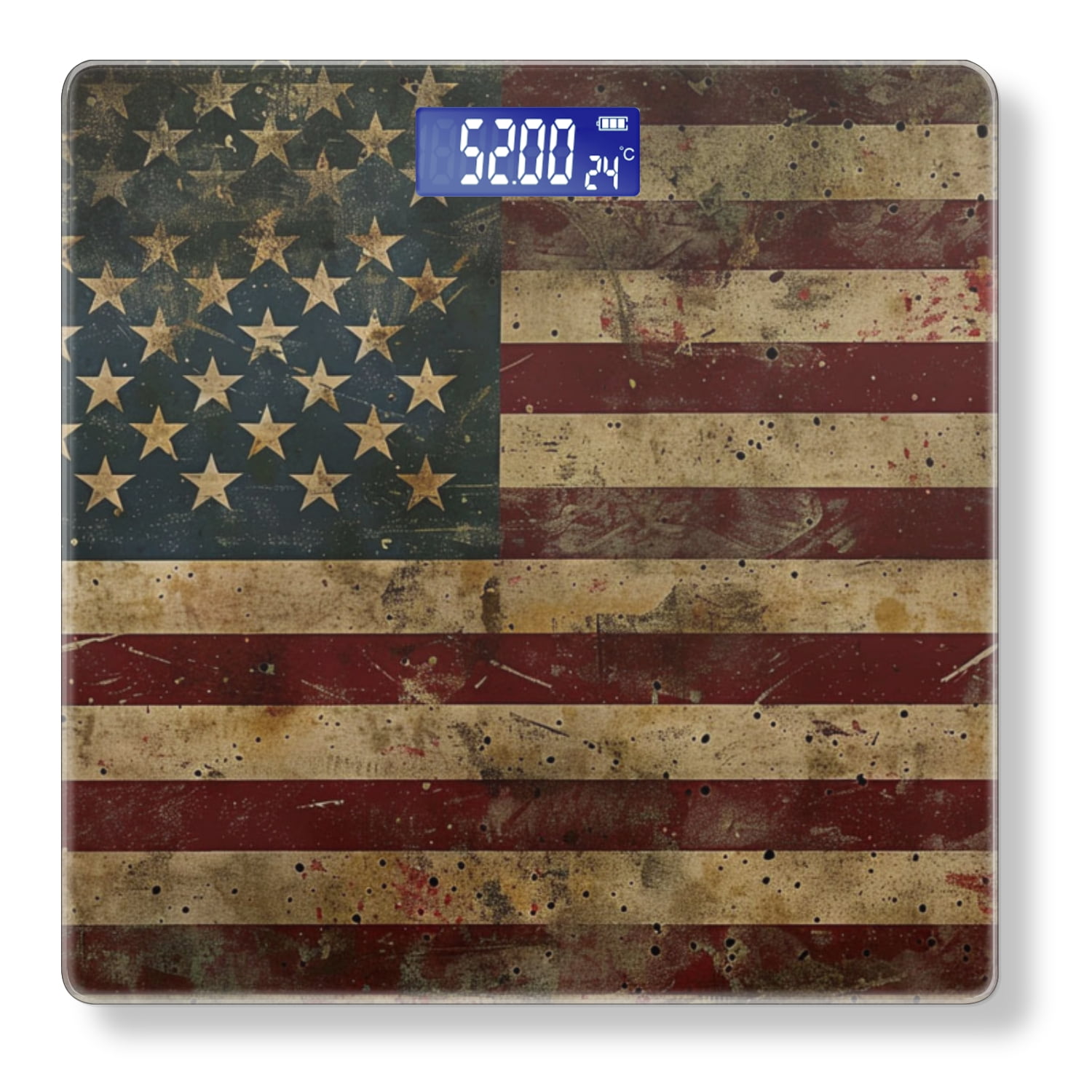 High Precision Body Weight Scale Smart Bathroom Scales with Large LCD Display(400lbs),Decorative for Bedroom-Vintage American Flag With Grunge Textures