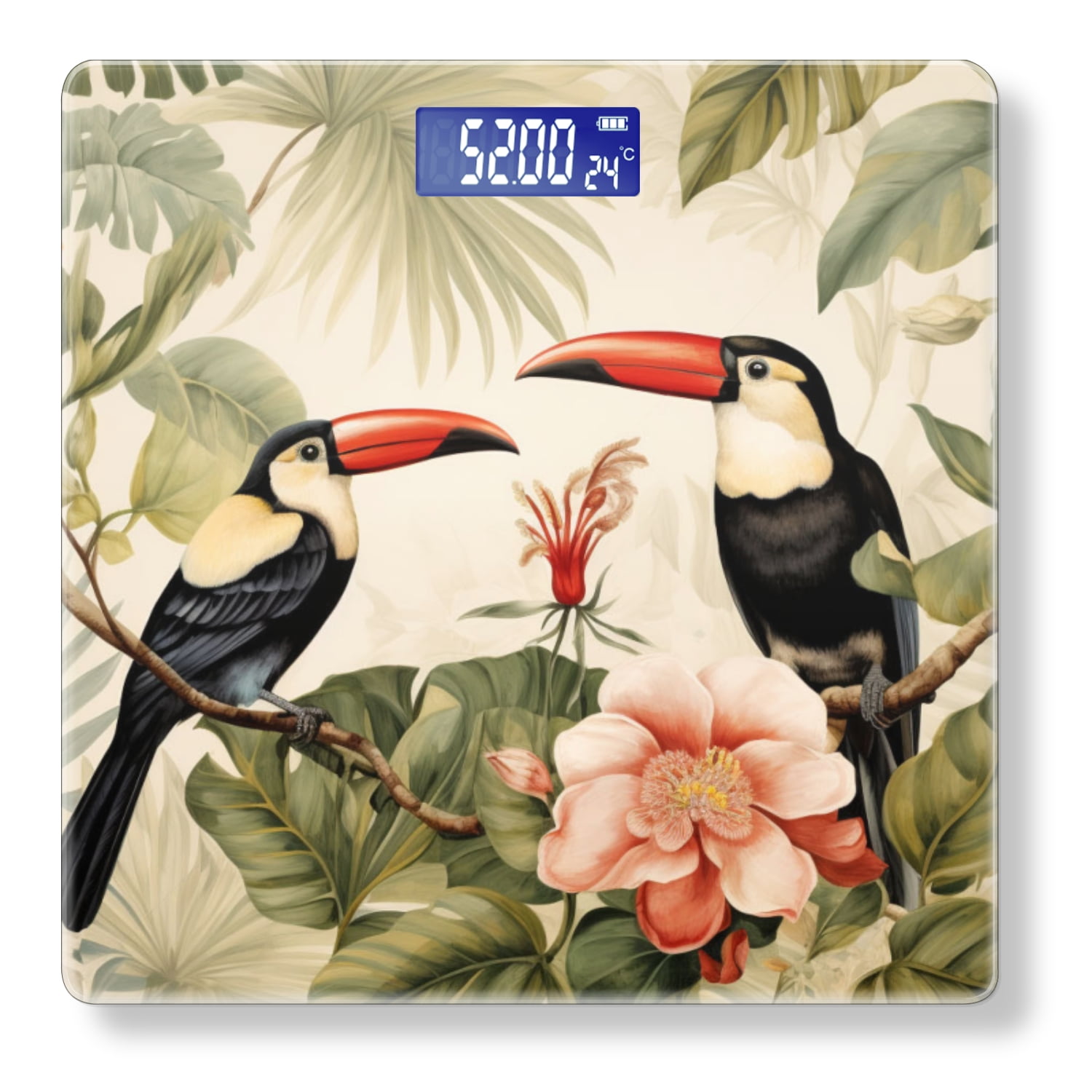 High Precision Body Weight Scale Smart Bathroom Scales with Large LCD Display(400lbs),Decorative for Bedroom-Vintage Botanical Illustration Of Toucans In The Jungle