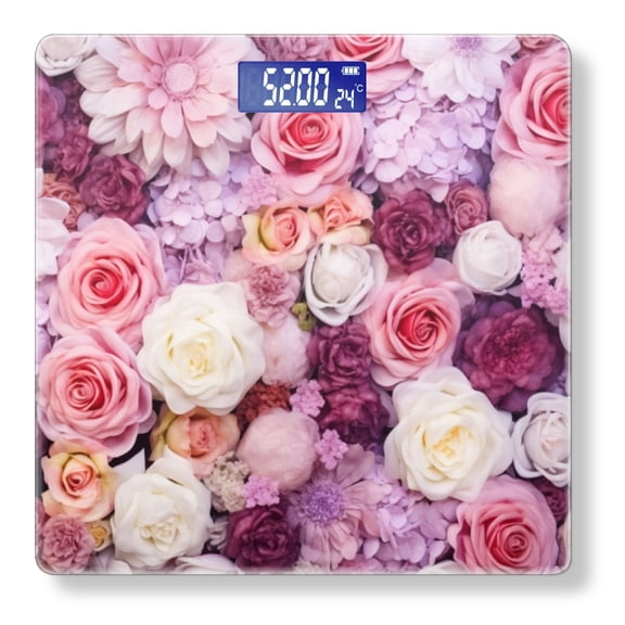 High Precision Body Weight Scale Smart Bathroom Scales with Large LCD Display(400lbs),Decorative for Bedroom-Wall Of Roses And Hydrangeas In Various Shades