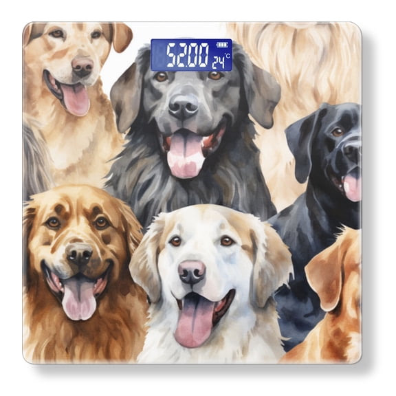 Bathroom Scale, Highly Accurate Digital Body Scale,Precisely Measures Weight up to 400 lbs-Watercolor Dogs With Happy And Smiling Faces