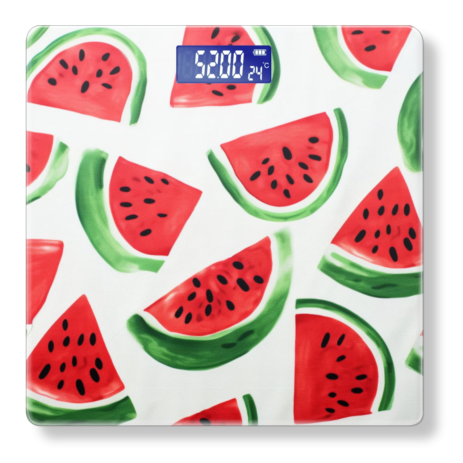 High Precision Body Weight Scale Smart Bathroom Scales with Large LCD Display(400lbs),Decorative for Bedroom-Watermelon On White Background Of Simple Watercolor Style