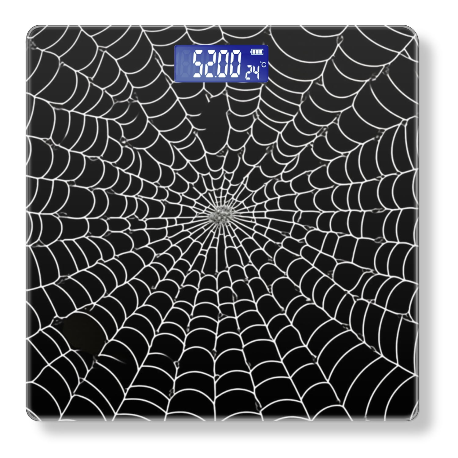 High Precision Body Weight Scale Smart Bathroom Scales with Large LCD Display(400lbs),Decorative for Bedroom-White Spider Web Pattern On Black Background