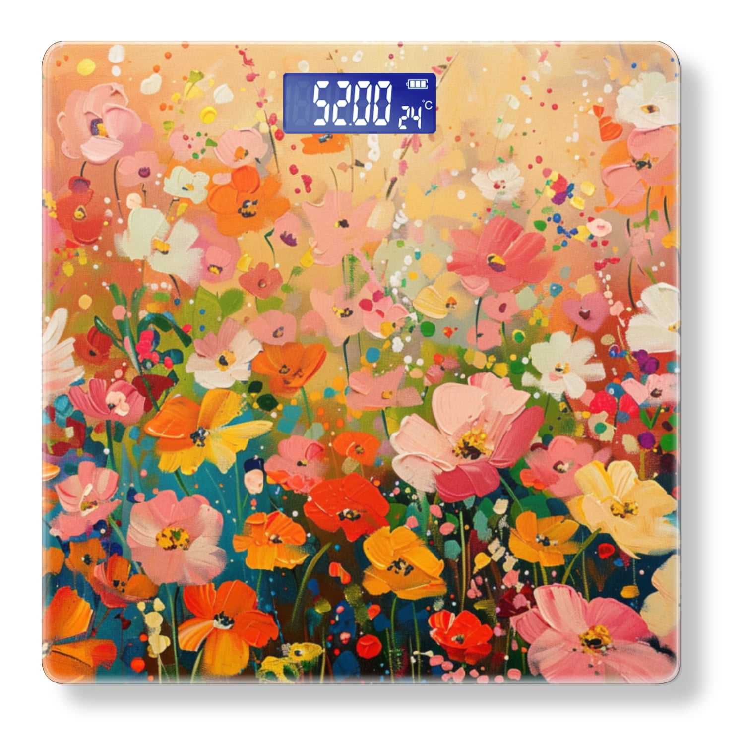High Precision Body Weight Scale Smart Bathroom Scales with Large LCD Display(400lbs),Decorative for Bedroom-Wildflowers In Full Bloom With Petals Of Various Colors And Shapes