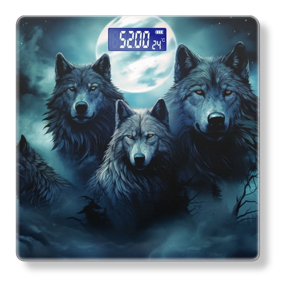 High Precision Body Weight Scale Smart Bathroom Scales with Large LCD Display(400lbs),Decorative for Bedroom-Wolves Howling At Full Moon In The Background