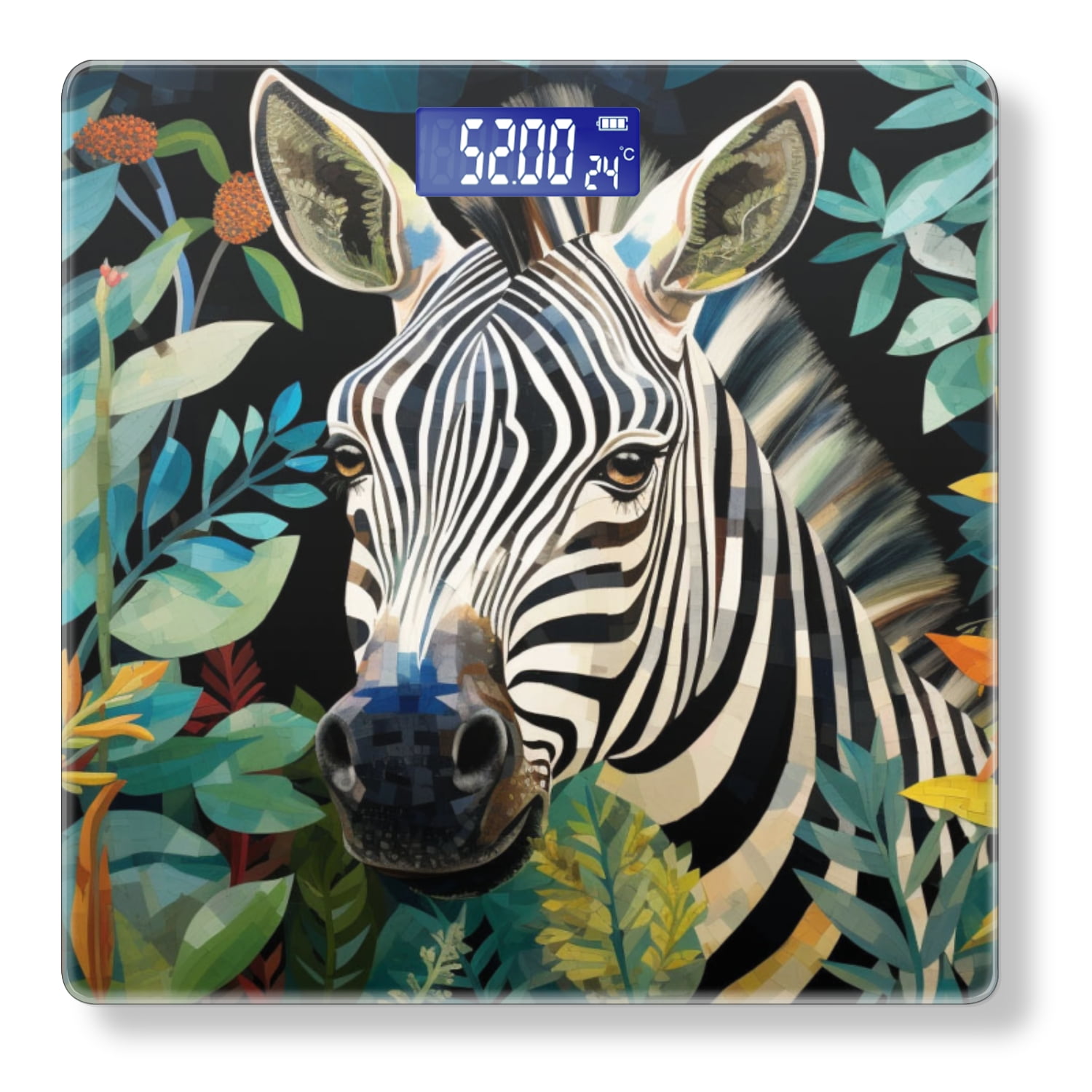 High Precision Body Weight Scale Smart Bathroom Scales with Large LCD Display(400lbs),Decorative for Bedroom-Zebra In The Jungle Surrounded By Colorful Foliage And Flowers