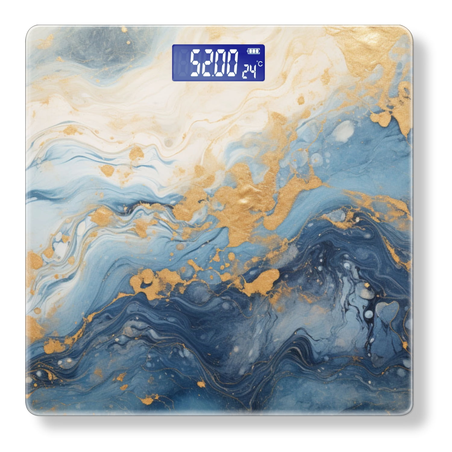 High Precision Body Weight Scale Smart Bathroom Scales with Large LCD Display(400lbs),Decorative for Bedroom-Abstract Blue And Gold Marble