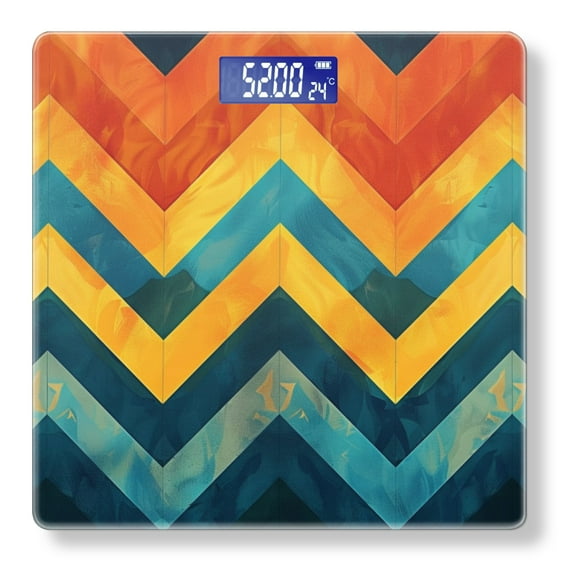 High Precision Body Weight Scale Smart Bathroom Scales with Large LCD Display(400lbs),Decorative for Bedroom-Abstract Chevron Pattern With Orange
