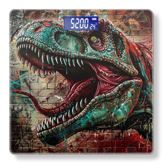 High Precision Body Weight Scale Smart Bathroom Scales with Large LCD Display(400lbs),Decorative for Bedroom-Angry T-Rex On The Side Wall