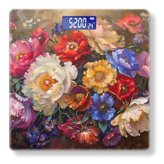 High Precision Body Weight Scale Smart Bathroom Scales with Large LCD Display(400lbs),Decorative for Bedroom-Arrangement Of Beautiful Flowers