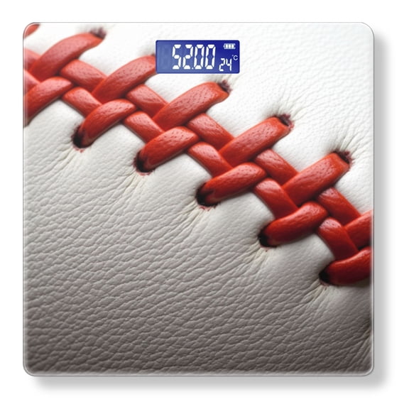 High Precision Body Weight Scale Smart Bathroom Scales with Large LCD Display(400lbs),Decorative for Bedroom-Baseball With Red Stitching