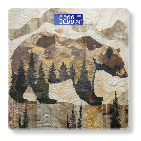 High Precision Body Weight Scale Smart Bathroom Scales with Large LCD Display(400lbs),Decorative for Bedroom-Bear In The Mountains Background