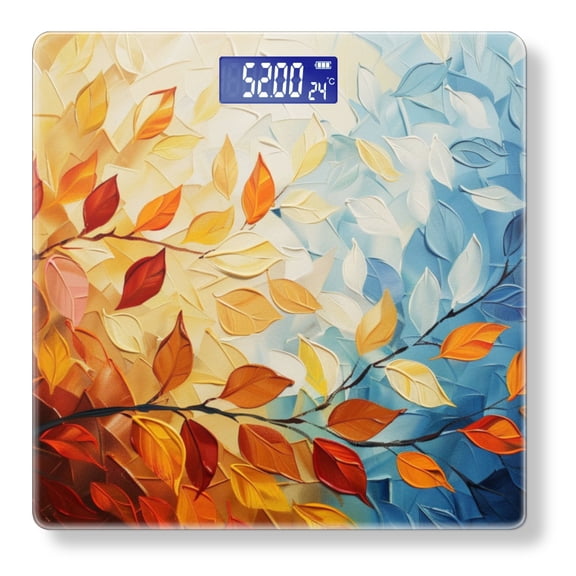 High Precision Body Weight Scale Smart Bathroom Scales with Large LCD Display(400lbs),Decorative for Bedroom-Beautiful Painting Of Leaves In Autumn