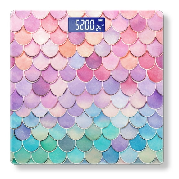High Precision Body Weight Scale Smart Bathroom Scales with Large LCD Display(400lbs),Decorative for Bedroom-Beautiful Pastel Rainbow Mermaid Scales