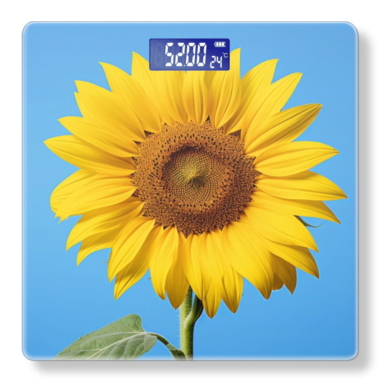 High Precision Body Weight Scale Smart Bathroom Scales with Large LCD Display(400lbs),Decorative for Bedroom-Beautiful Sunflower Under The Blue Sky