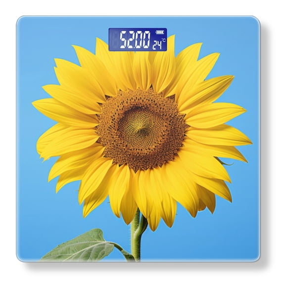 High Precision Body Weight Scale Smart Bathroom Scales with Large LCD Display(400lbs),Decorative for Bedroom-Beautiful Sunflower Under The Blue Sky