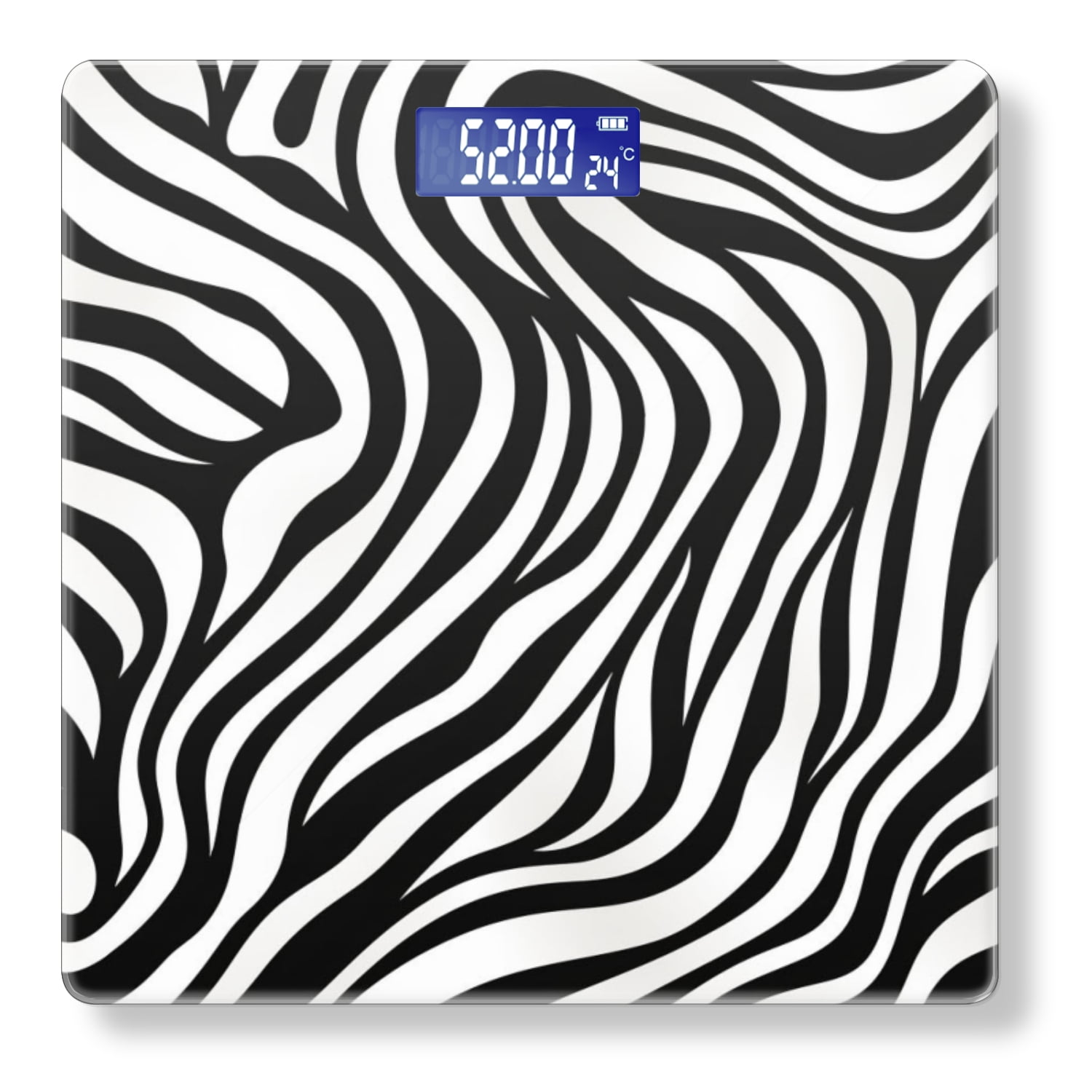 High Precision Body Weight Scale Smart Bathroom Scales with Large LCD Display(400lbs),Decorative for Bedroom-Black And White Zebra Skin Pattern