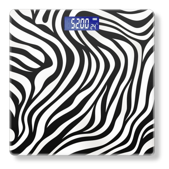 High Precision Body Weight Scale Smart Bathroom Scales with Large LCD Display(400lbs),Decorative for Bedroom-Black And White Zebra Skin Pattern