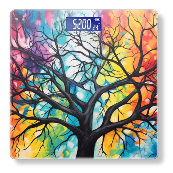 High Precision Body Weight Scale Smart Bathroom Scales with Large LCD Display(400lbs),Decorative for Bedroom-Black Tree With Branches That Intertwine