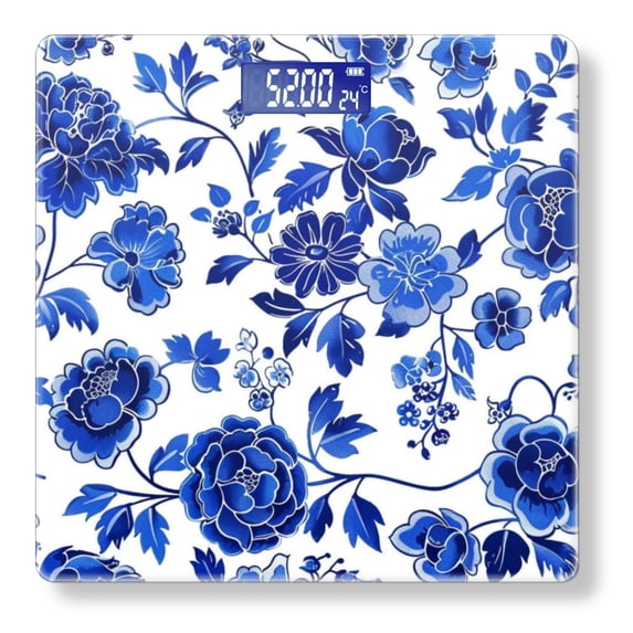 High Precision Body Weight Scale Smart Bathroom Scales with Large LCD Display(400lbs),Decorative for Bedroom-Blue And White Porcelain Pattern In Blue