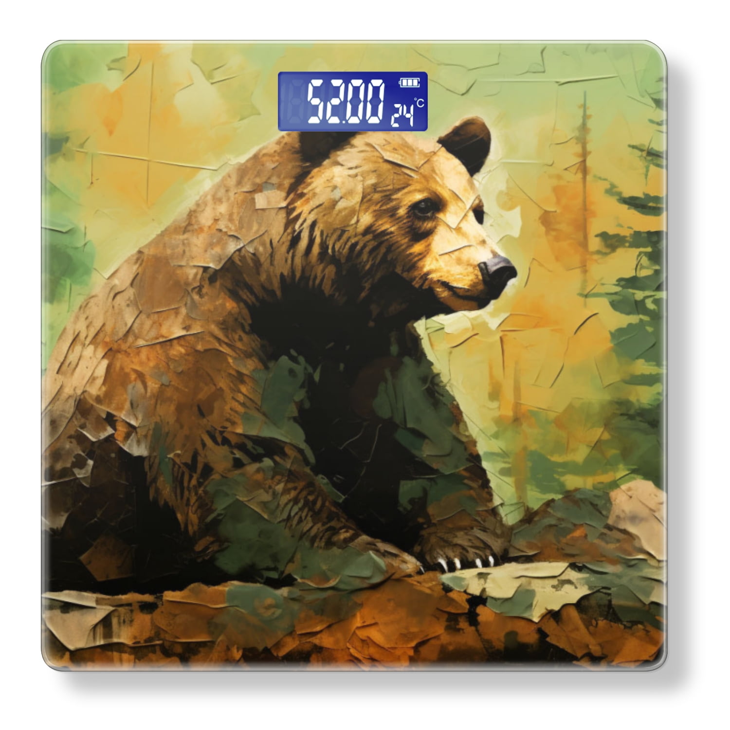 High Precision Body Weight Scale Smart Bathroom Scales with Large LCD Display(400lbs),Decorative for Bedroom-Brown Bear In The Forest