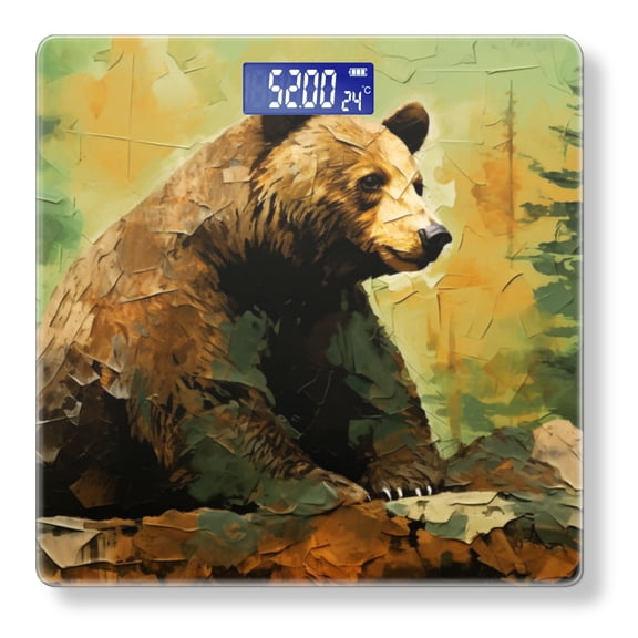 High Precision Body Weight Scale Smart Bathroom Scales with Large LCD Display(400lbs),Decorative for Bedroom-Brown Bear In The Forest