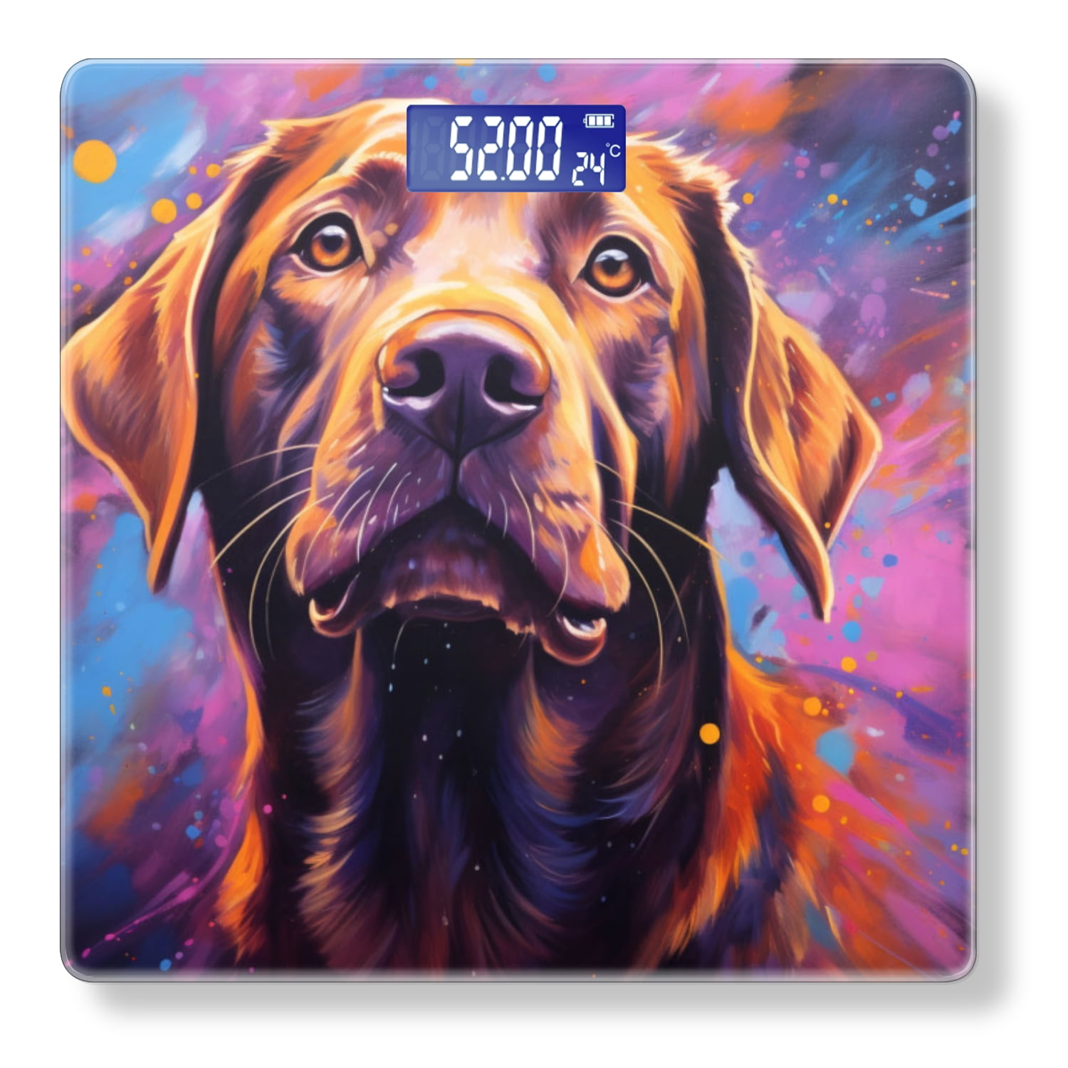 High Precision Body Weight Scale Smart Bathroom Scales with Large LCD Display(400lbs),Decorative for Bedroom-Brown Labrador With Colorful Background