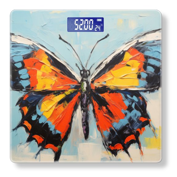High Precision Body Weight Scale Smart Bathroom Scales with Large LCD Display(400lbs),Decorative for Bedroom-Colorful Butterfly On Blue Background