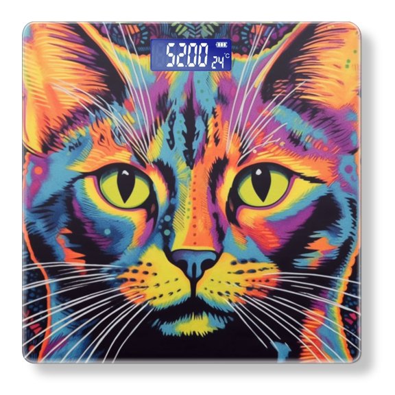 High Precision Body Weight Scale Smart Bathroom Scales with Large LCD Display(400lbs),Decorative for Bedroom-Colorful Cat Portrait In The Style