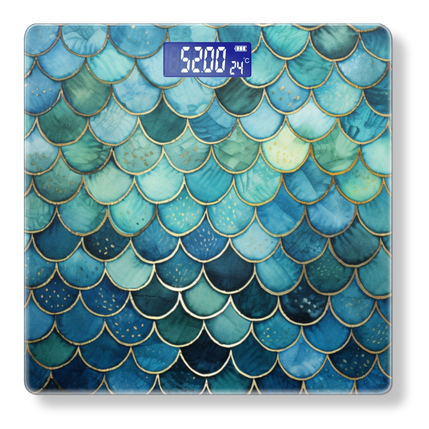High Precision Body Weight Scale Smart Bathroom Scales with Large LCD Display(400lbs),Decorative for Bedroom-Colorful Fish Scale Pattern