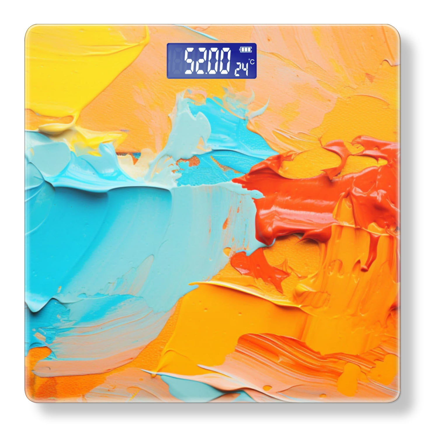 High Precision Body Weight Scale Smart Bathroom Scales with Large LCD Display(400lbs),Decorative for Bedroom-Colorful Paint Brush Strokes