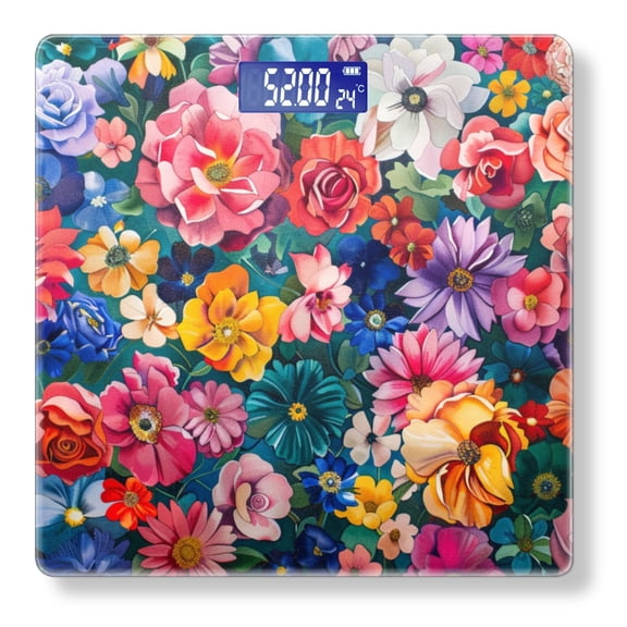 High Precision Body Weight Scale Smart Bathroom Scales with Large LCD Display(400lbs),Decorative for Bedroom-Colorful Tulips In Full Bloom