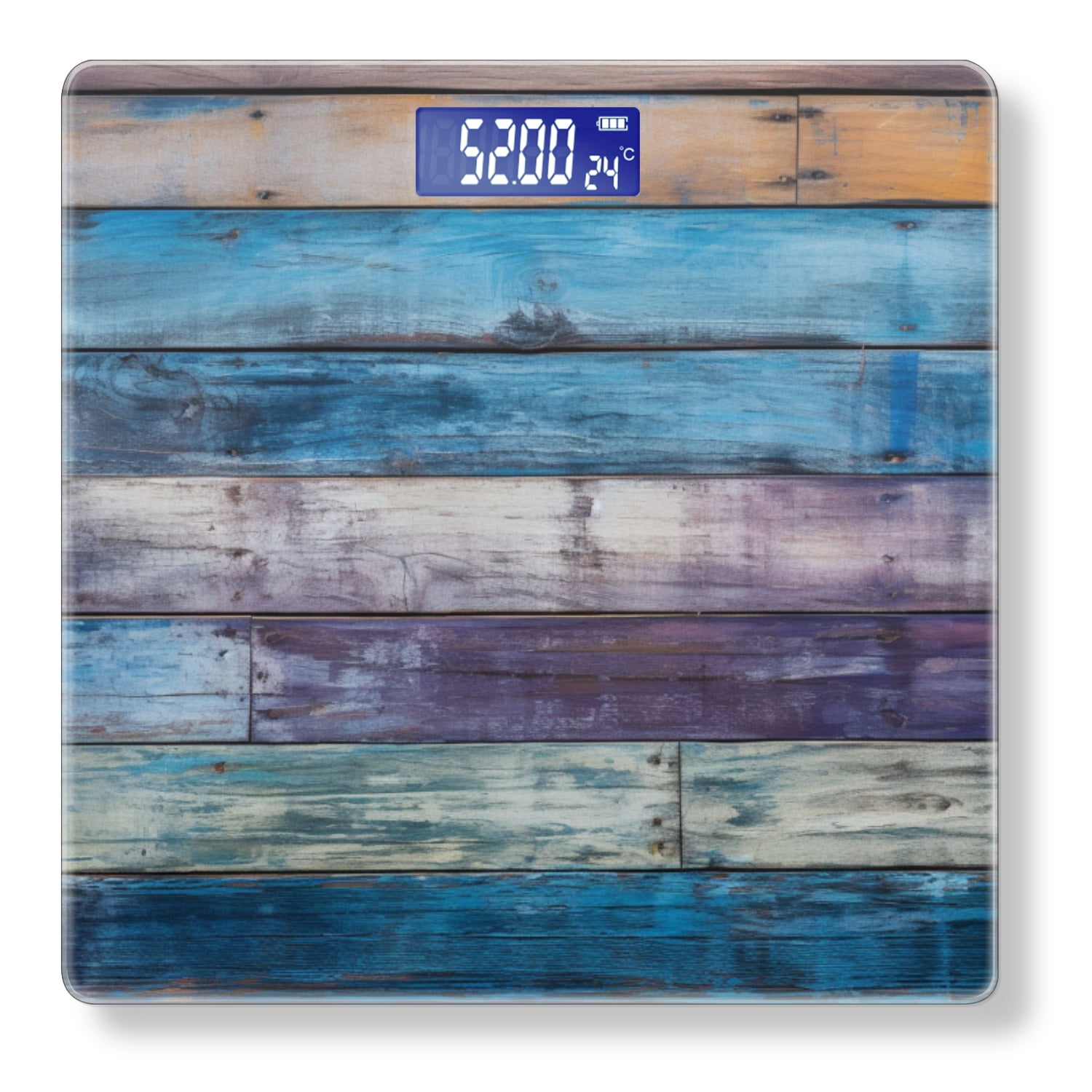 High Precision Body Weight Scale Smart Bathroom Scales with Large LCD Display(400lbs),Decorative for Bedroom-Colorful Wooden Wall Background
